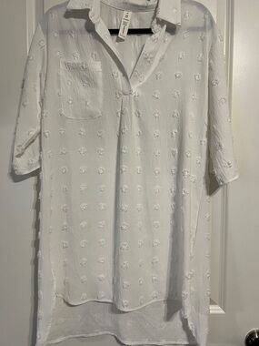Amazon White Swiss Dot Pocket Tunic